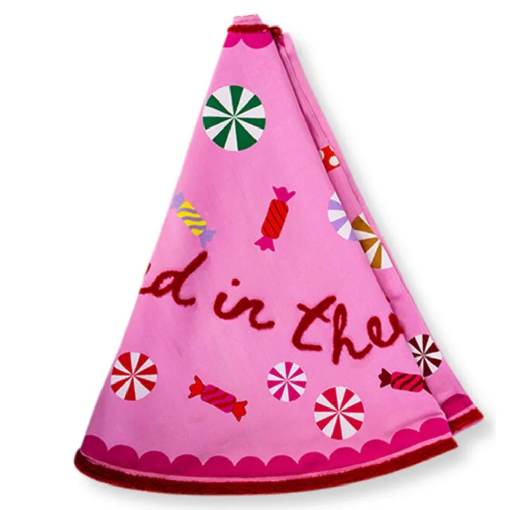 NWT Furbish Sugar Plum Embroidered Christmas Tree Skirt in pink
